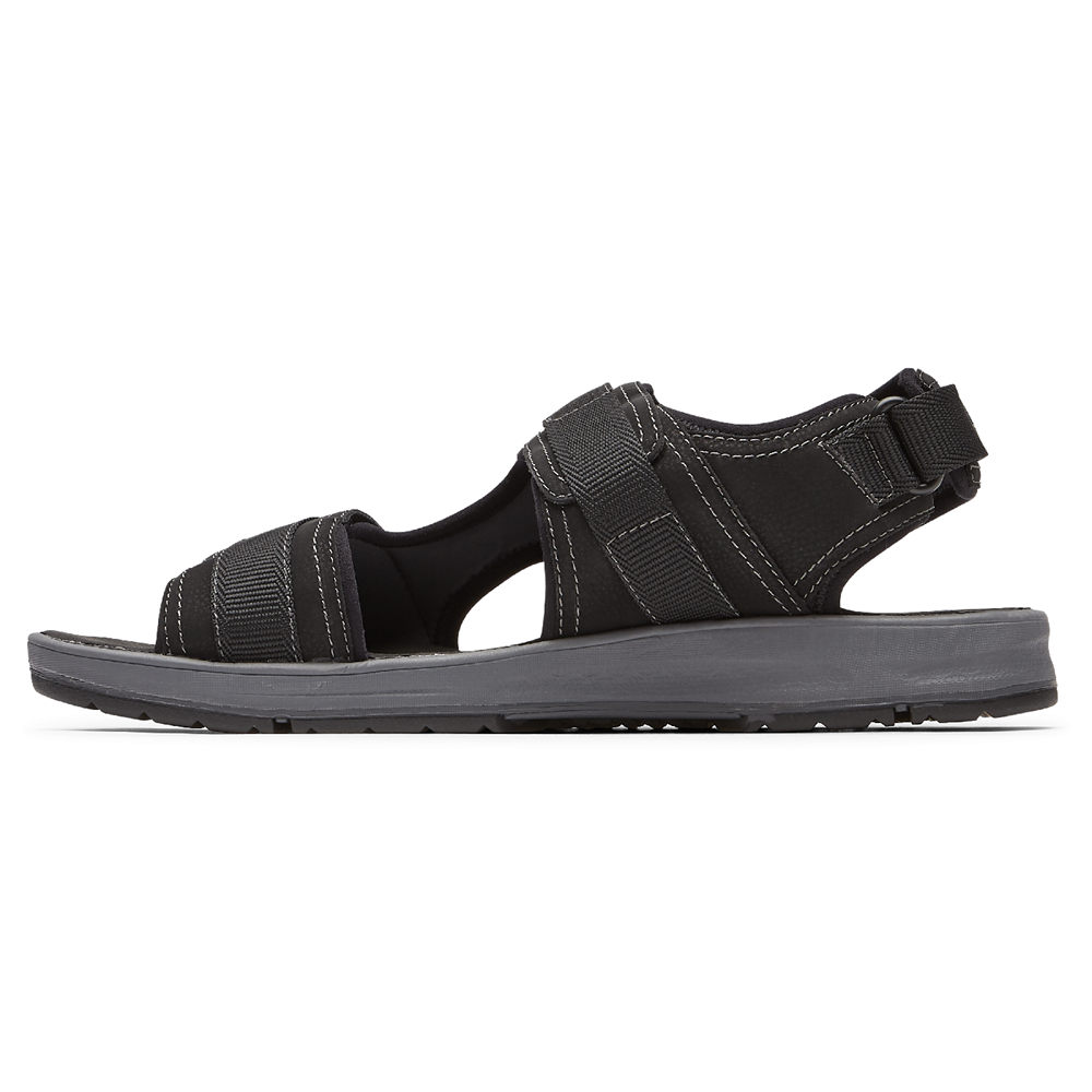 Sandalias Rockport Hombre Mexico - Lucky Bay Sport 3 Strap Negros - CJMAK4956